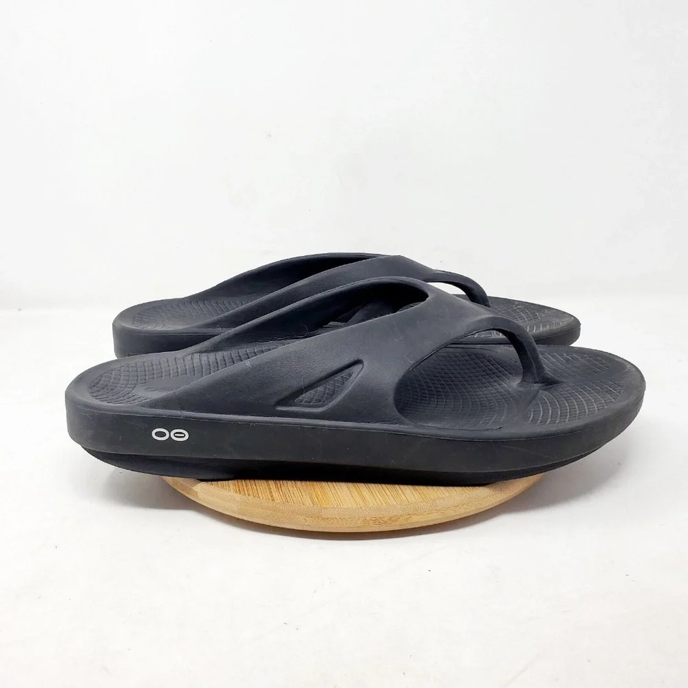 Oofos Ooriginal Men 14 Black Thong Flip Flop Recovery Sport Slip-On Shoe